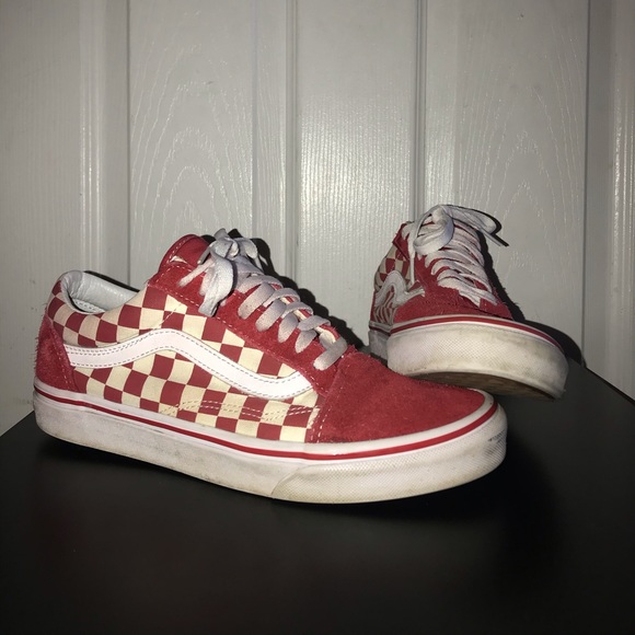 red checkered old skool vans